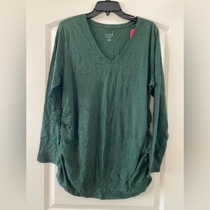 Isabel Maternity Forest Green Long Sleeve Top / Size XXL / NWT